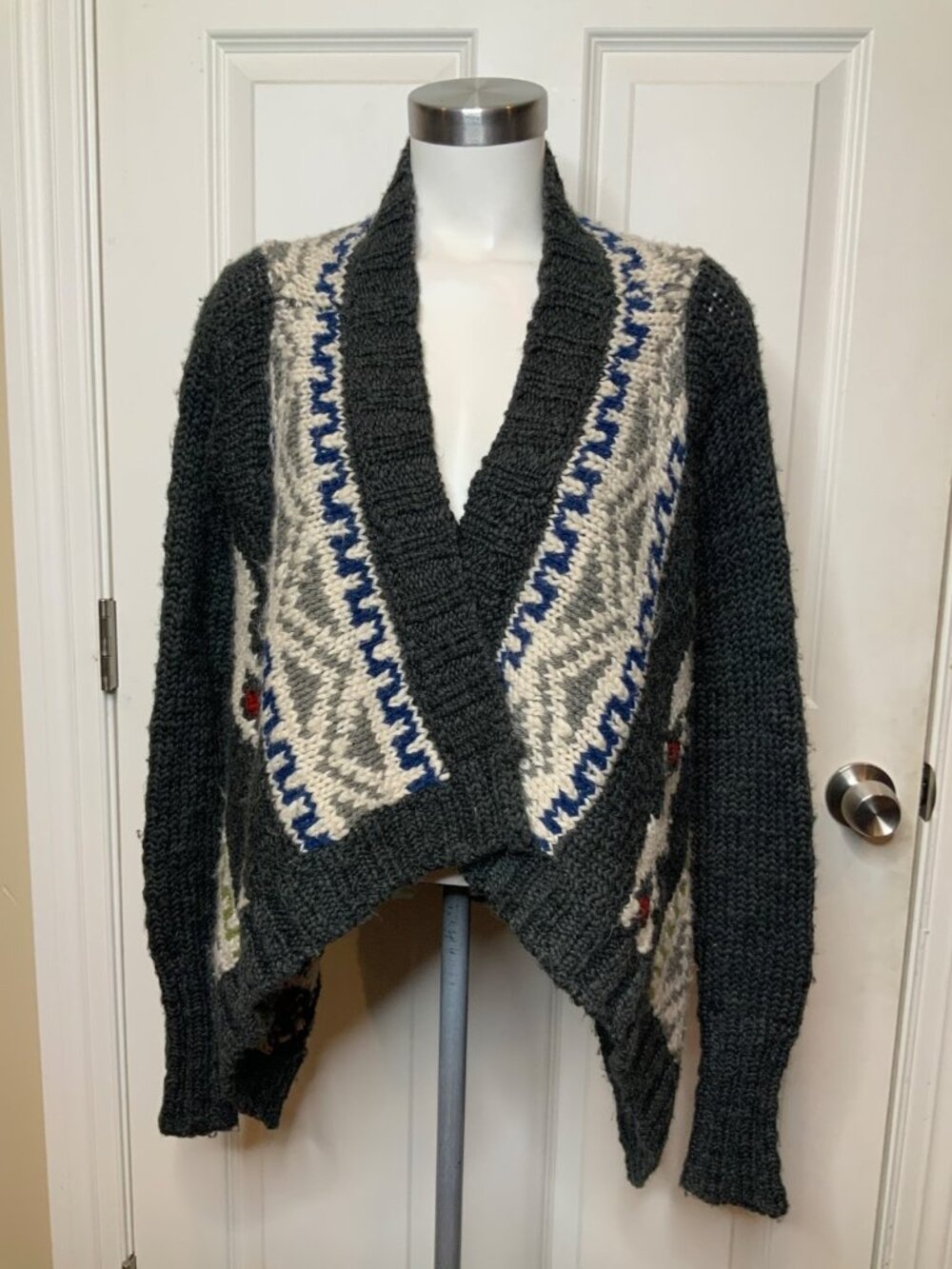 Abercrombie & Fitch Gray Nordic Chunky Knit Wool Blend Cardigan, Size XS